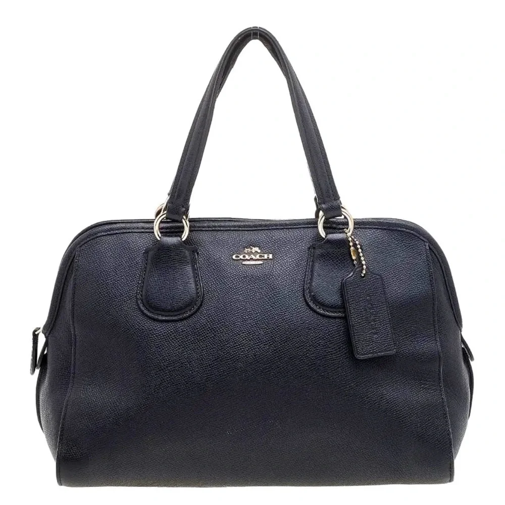 Coach‎ Mini Nolita Black Pebbled Leather Satchel Handbag Purse